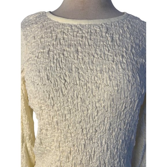 J Jill Blouse L Cream Long sleeve Round Neck Stretch Pull Over - Picture 4 of 14